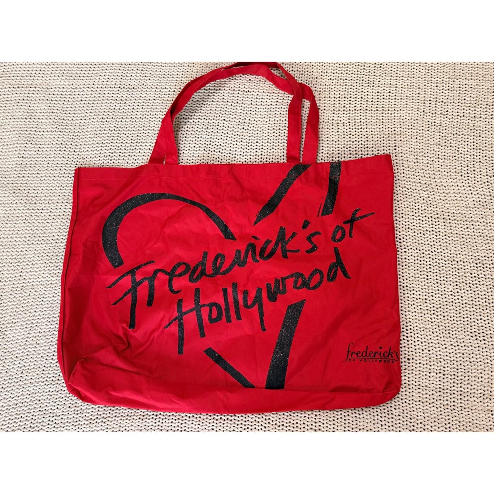 Fredericks of Hollywood Red Tote Bag Glitter Heart Logo Shopper Handbag